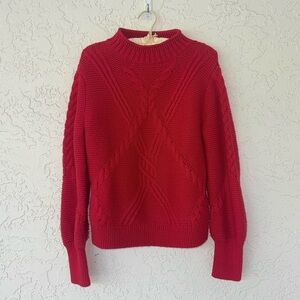 BR Alpaca Merino Wool Blend Cable Mockneck Sweater